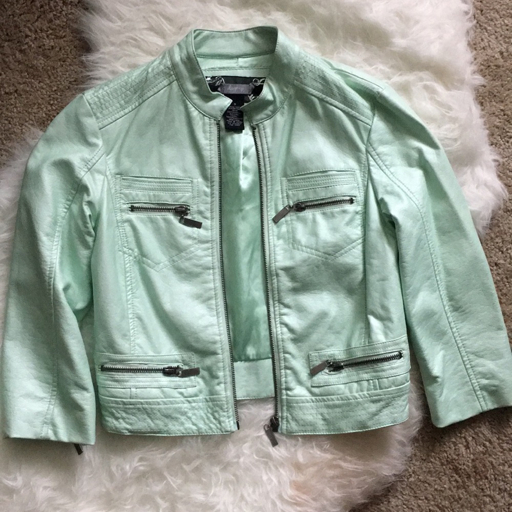 Mint Faux Leather Jacket
